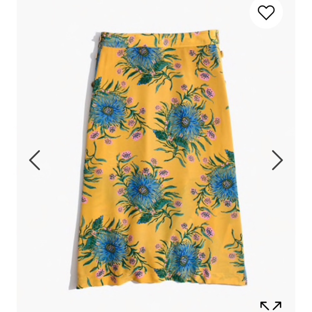 Madewell Silk Side-Button Skirt in Painted Blooms 00